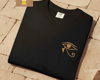 Eye of Horus Embroidered Shirt, Ancient Egypt Protection Amulet, Minimalist Witchy comfort colors Tee
