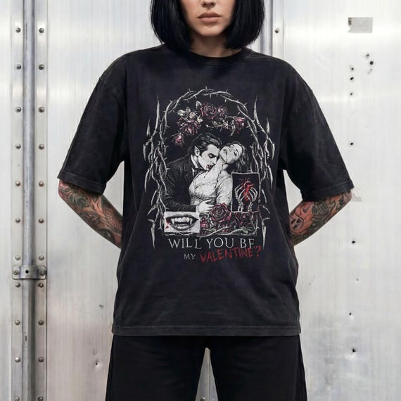 Gothic Vampire Dark Romance T-Shirt, Will You Be My Valentine Tee