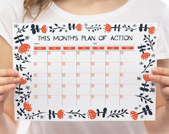 Printable Monthly Planner, Monthly Timetable, Appointment Tracker, Life Planner, Monthly Calendar, Student Planner, Undated Monthly