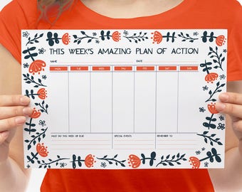 Printable Weekly Planner, Weekly Calendar, Weekly Goal Planner, Productivity Planner, Personal Planner, Work Planner, Appointment Tracker