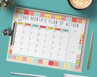 Printable Monthly Planner, To Do List, Family Planner, DIY Organiser, Business Planner, Productivity Planner, Appointment Tracker, Calendar