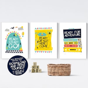 Kids Room Decor,  Nursery Decor Print Set, Kids Room Decor, Teen Room, Inspirational Art, Adventure Theme, Colourful Nursery, Travel Prints