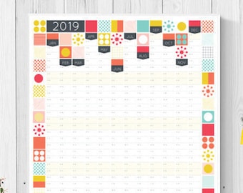 2019 wall planner 2019 calendar yearly organiser business etsy