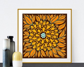 Illustration Print, Autumn Decor, Fine Art Print, Floral Print, Wall Art, Home Decor, Birthday Gift for Her, Bedroom Decor, Flower Art