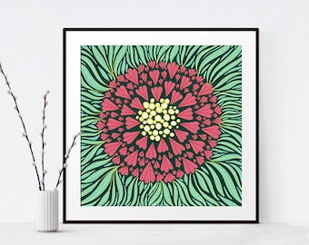 Floral Wall Art, Giclee Print, Home Decor, Illustration Print, Art Gift, Modern Wall Art, Kids Room Decor, Large Art Print