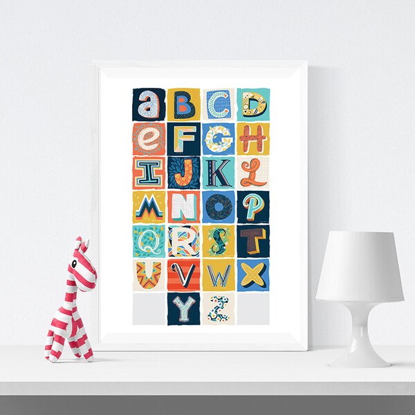 Alphabet Print, Kindergarten, ABC Print, A-Z Art, Large Wall Art, Kids Room Art, Fine Art Print, Alphabet Chart, Alphabet Poster, Wall Art