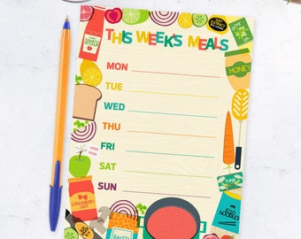 Printable Menu Weekly Food Planner Food Cooking Illustrations