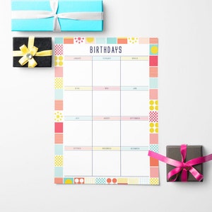 Birthday Calendar, Perpetual Calendar, Birthday Board, Family Calendar, Birthday Planner, Printable Planner, Family Organiser image 2