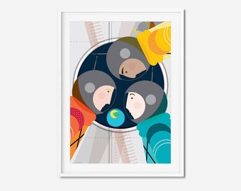 Astronaut Art, Space Print, Kids Wall Art, Space Poster, Playroom Decor, Space Art, Kids Room Decor, Nursery Art, Large Wall Art, Spaceman