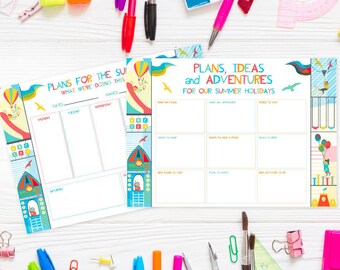 Summer Holiday Planner, Printable Planner, Kids Planner, School Vacation Planner, Activity Organiser