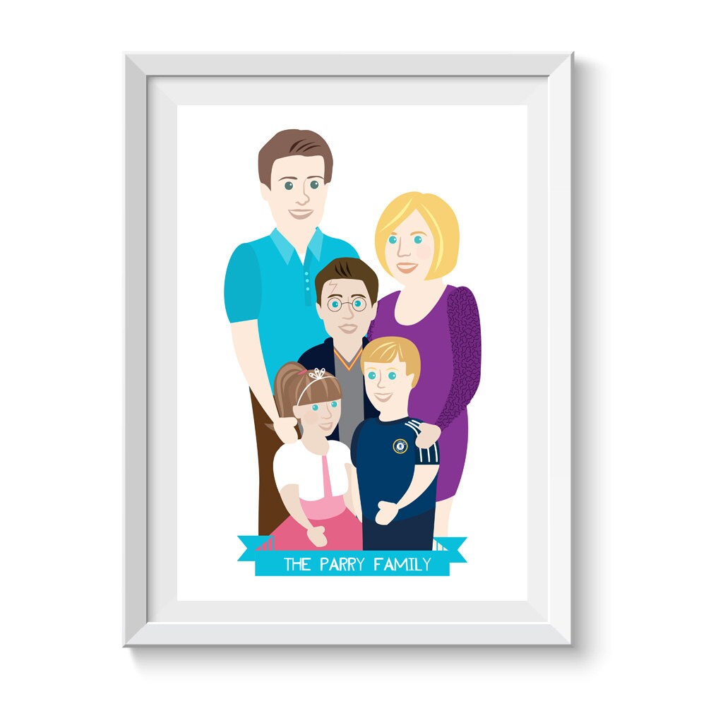 Custom A4 Family Portrait Family Wall Art Family Gift | Etsy