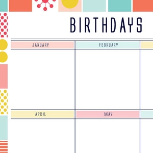 Birthday Calendar, Perpetual Calendar, Birthday Board, Family Calendar, Birthday Planner, Printable Planner, Family Organiser image 4