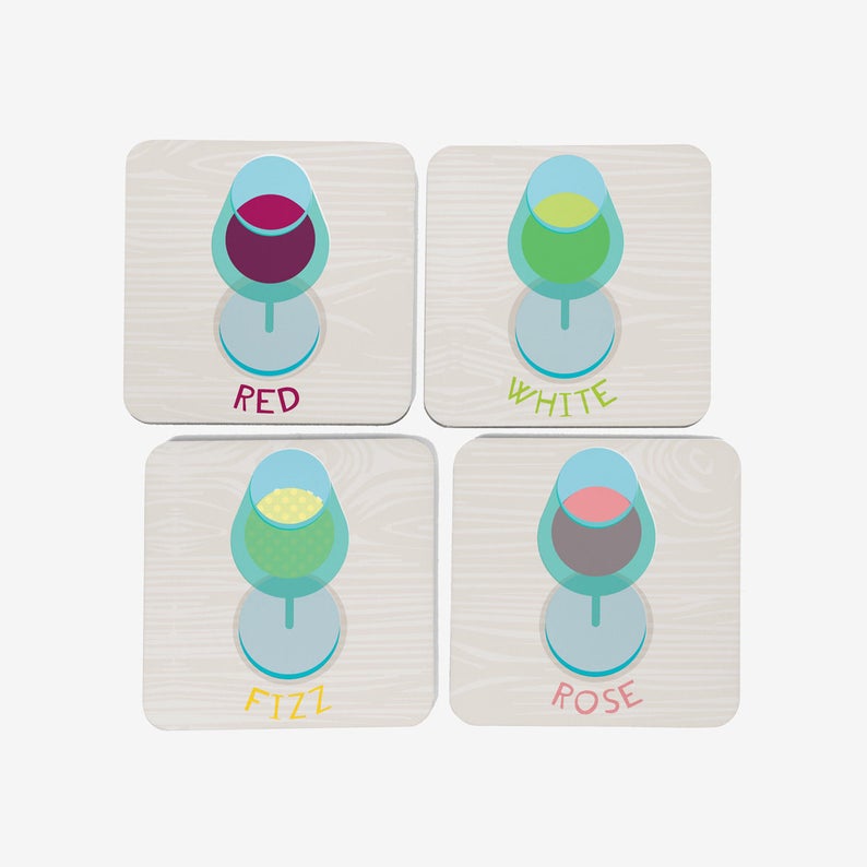 Wine Gift Modern Coasters Drinks Mats Wine Coasters Wooden Coasters Wine Lovers Gift Coaster Set Wine O/'Clock Wine Bar Coasters