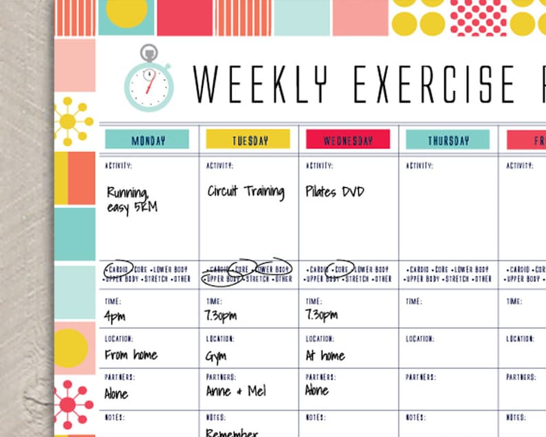 Printable Fitness Organiser, Gym Diary, Weekly Exercise Planner, Printable Habit Tracker, Workout Tracker, image 5
