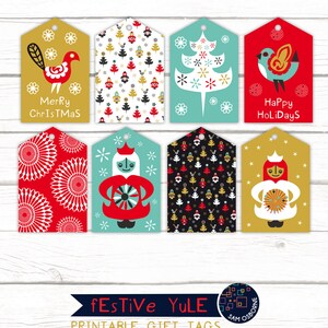 Printable Christmas DIY Gift Tags Labels Scandinavian Holiday