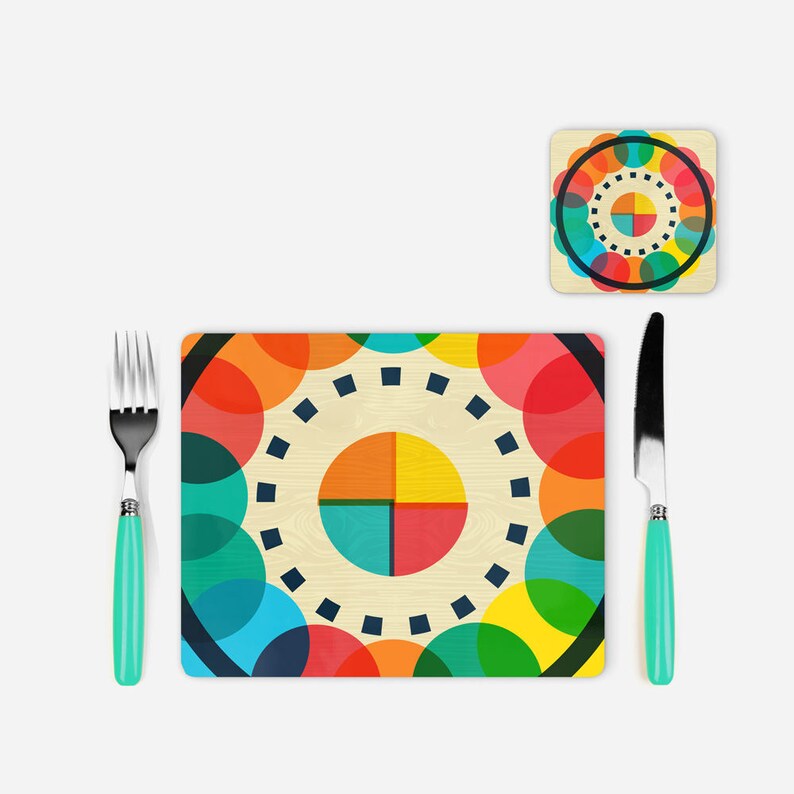 Retro Placemat Set Table Mats New Home Gift Table Setting Etsy