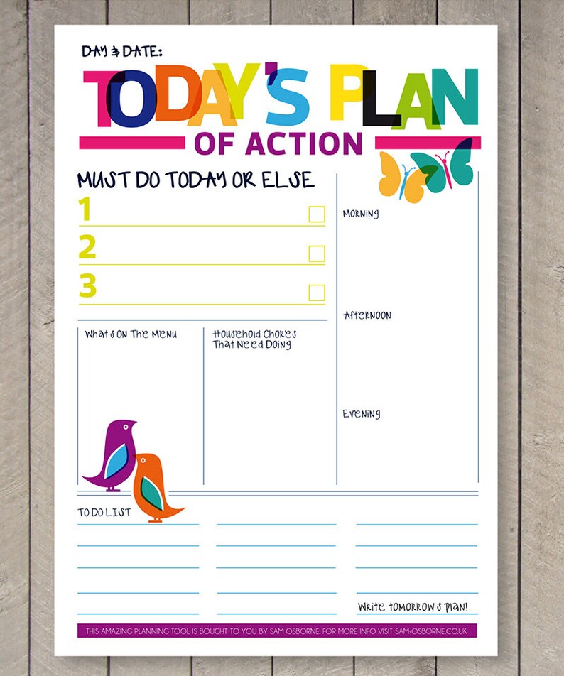 Druckbare Planer, tägliche To Do Liste, Familienplaner, Tagesplaner, Businessplaner Bild 2