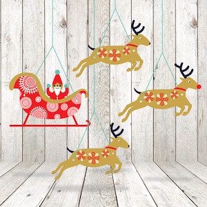 Printable Christmas Garland, DIY Decorations, Printable Paper Decor, Santa Decorations, Festive Garland, Father Christmas Decorations