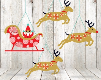 Printable Christmas Garland, DIY Decorations, Printable Paper Decor, Santa Decorations, Festive Garland, Father Christmas Decorations