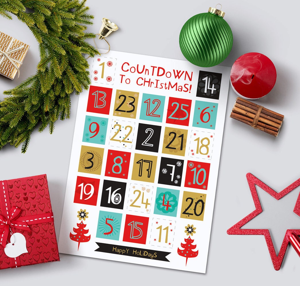 Printable Advent Calendar, DIY Advent Calendar, Christmas Countdown