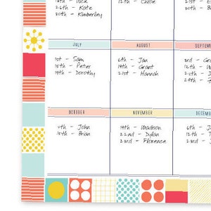 Birthday Calendar, Perpetual Calendar, Birthday Board, Family Calendar, Birthday Planner, Printable Planner, Family Organiser image 7
