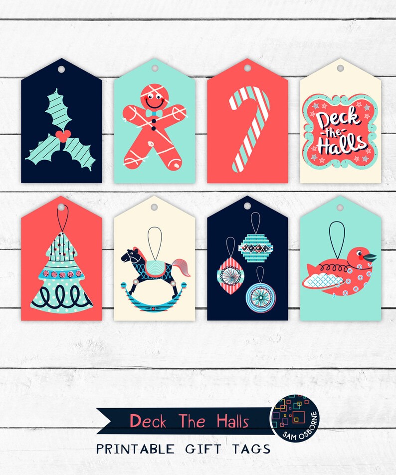 Printable Christmas DIY Gift Tags Labels Festive Ornament image 0