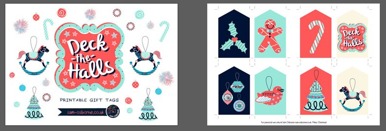 Printable Christmas DIY Gift Tags Labels Festive Ornament image 1