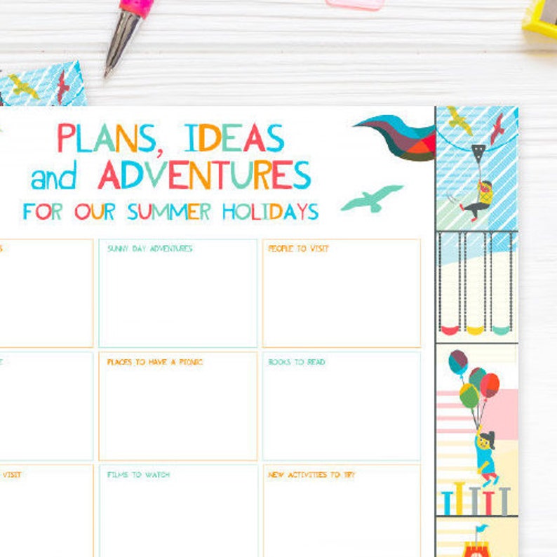  summer holiday planner printable planner kids planner etsy