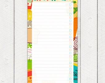 Printable Shopping List Planner Pad Food Cooking Illustrations Sale