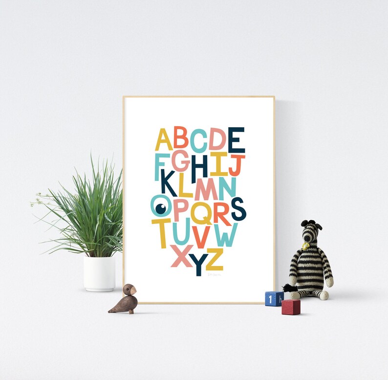 Nursery Wall Art Printable Alphabet Educational Poster - Etsy