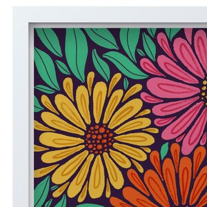 Flower Poster, Floral Decor, Art Print, Flower Wall Art, Botanical Poster, Flower Illustration, Colourful Art, Modern Art, Large Square Art image 5