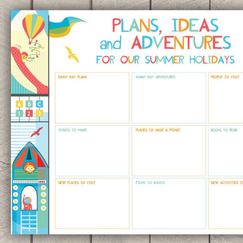  summer holiday planner printable planner kids planner etsy