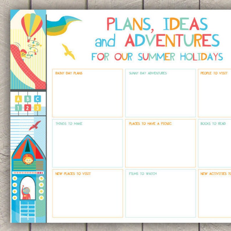 Summer Holiday Planner Printable Planner Kids Planner Etsy