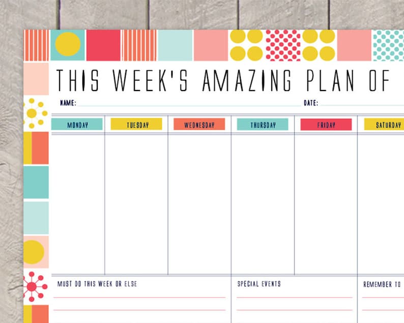 Printable Weekly Organiser Weekly Schedule Productivity - Etsy UK