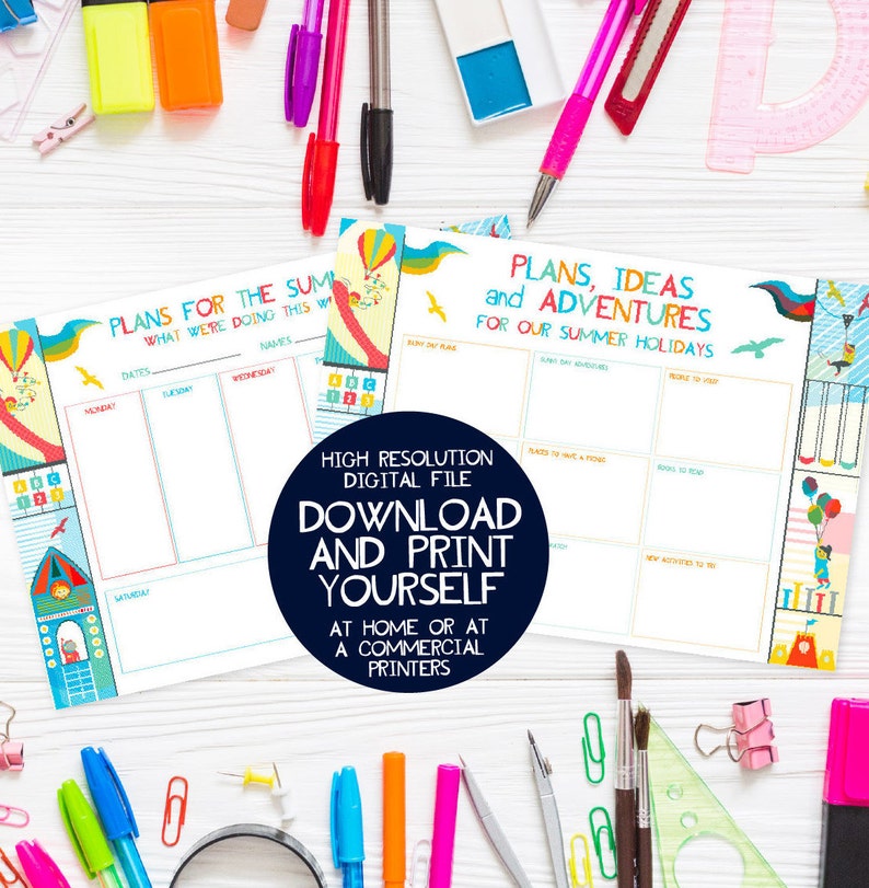 Summer Holiday Planner Printable Planner Kids Planner Etsy