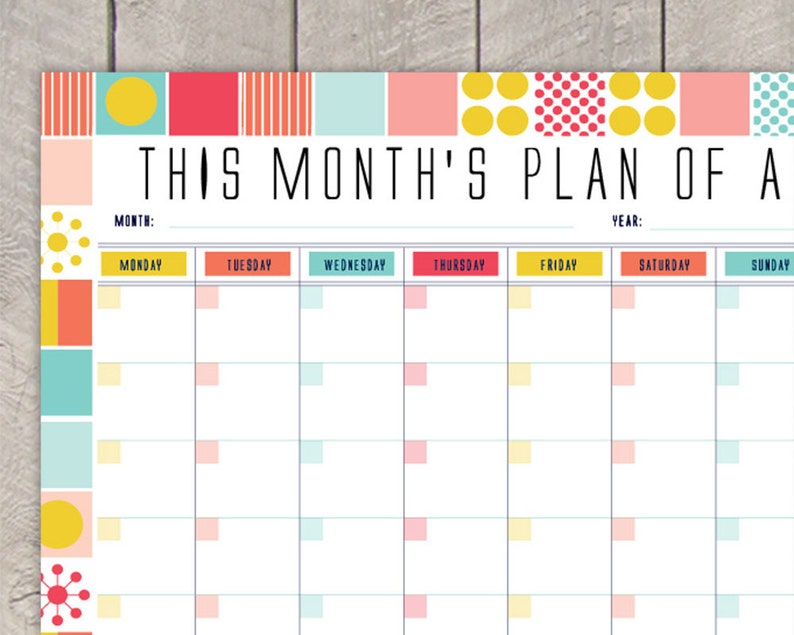 Printable Monthly Planner to Do List Family Planner DIY Etsy