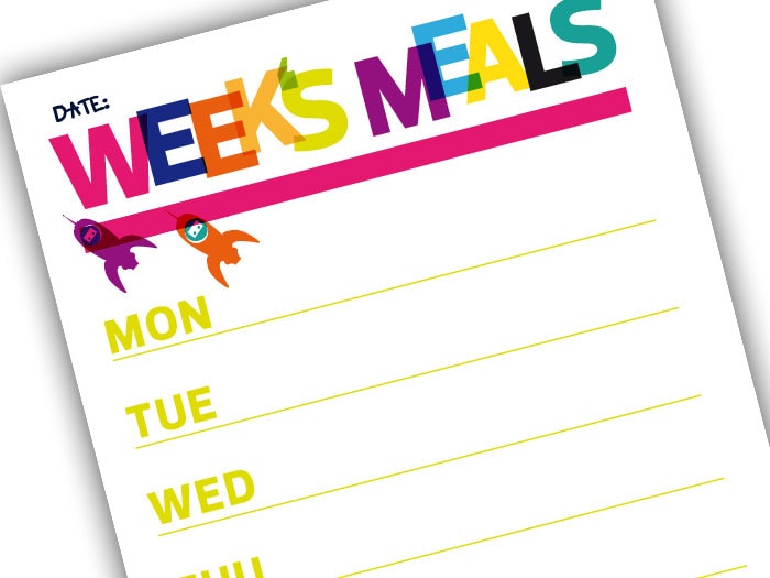 Printable Menu Weekly Food Planner Organizer Rainbow Illustrations ...
