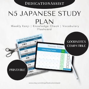 Ćwiczenia z japońskiego kanji N5, fiszki i quizy (kompatybilne z Goodnotes i do druku)