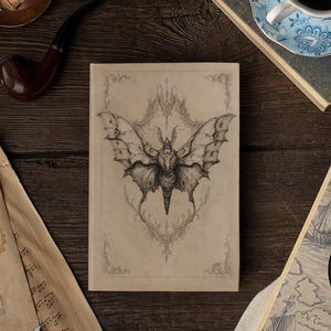 Fantasy Bat Creature Hardcover Journal, Hard Cover Blank Notebook