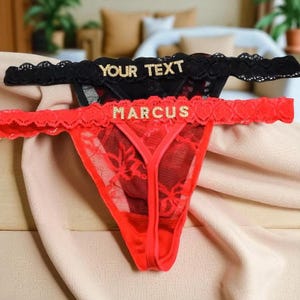Custom Name Thong, Personalized Thong with Name, Romantic Gift for Him, Anniversary Lingerie, Bachelorette, Custom Name Underwear for Her