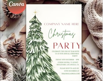 Editable Corporate Christmas Party Invitation, Staff Holiday Invite (Digital Download)
