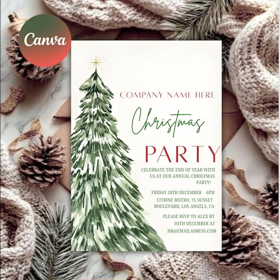 Editable Corporate Christmas Party Invitation, Staff Holiday Invite (Digital Download)