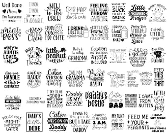 Funny Baby Onesie SVG Bundle, Retro Quotes (Digital Files)