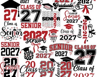 Senior 2027 Svg bundle, Class of 2027 SVG, Graduation 2027 Png, high school svg, Senior 2027 Shirt Svg, Senior Coquette Bow svg, Senior Mom