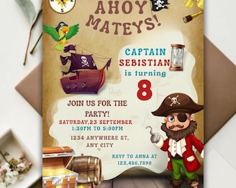 Pirate Map Birthday Invitation: Editable Kids Party Invite (PDF File Included