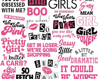 Mean Girls SVG Bundle, Burn Book Lips, Sassy Quotes PNG EPS
