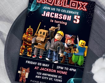 Modelo de convite de aniversário do Roblox: convite editável para festa de jogo (download digital)