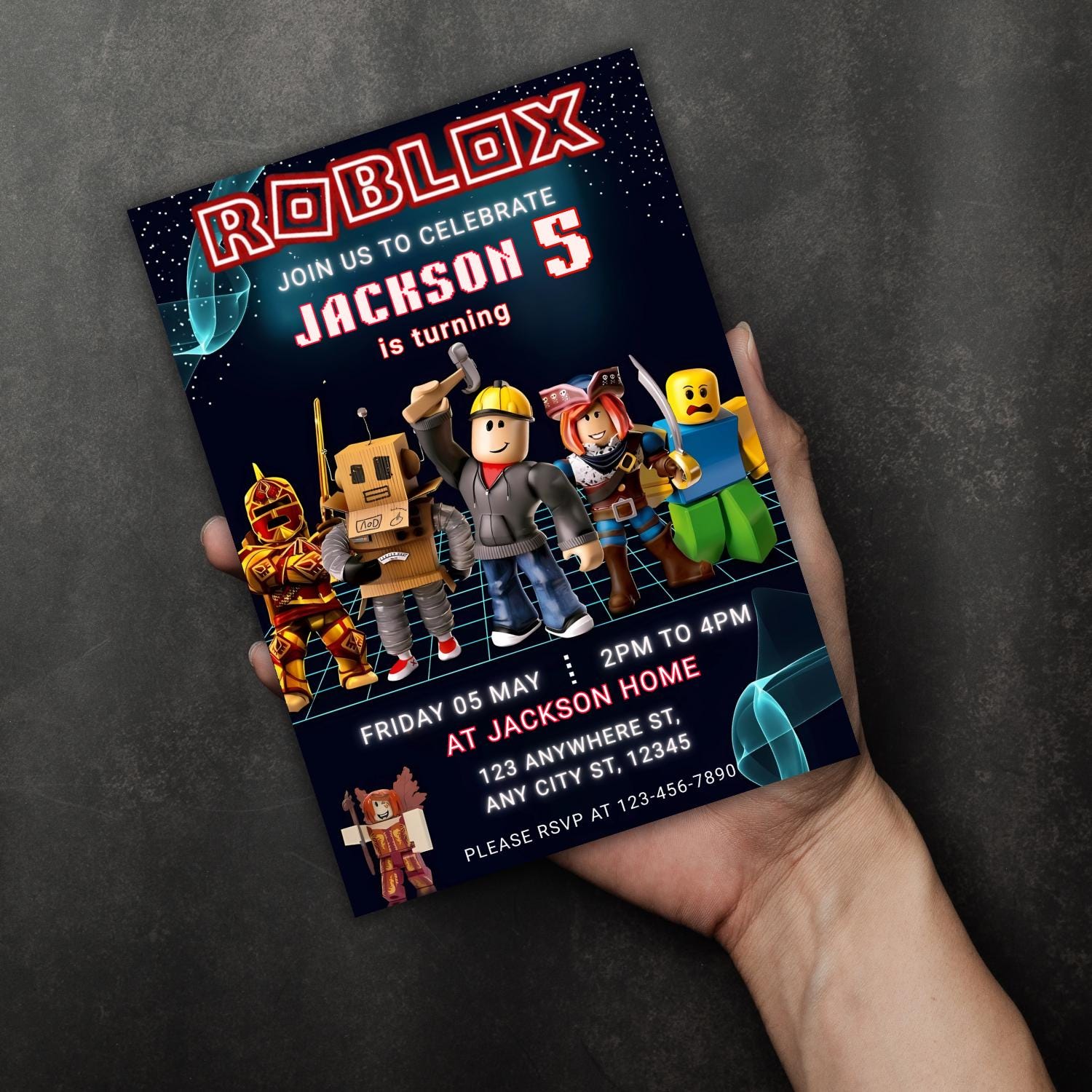 Roblox Birthday Invitation Template: Editable Game Party Invite ...