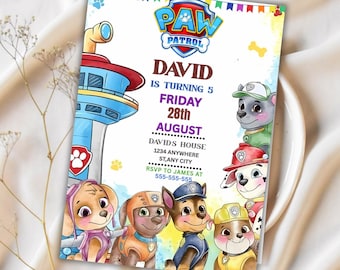 Paw-ty Patrol Birthday Invitation: Puppy Party, Editable PDF