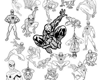 Spiderman SVG Clipart Bundle, Spiderman Svg Bundle, Spiderman Svg, Spiderman Clipart, Spiderman Png, Superhero Svg,  Spiderman Silhouette